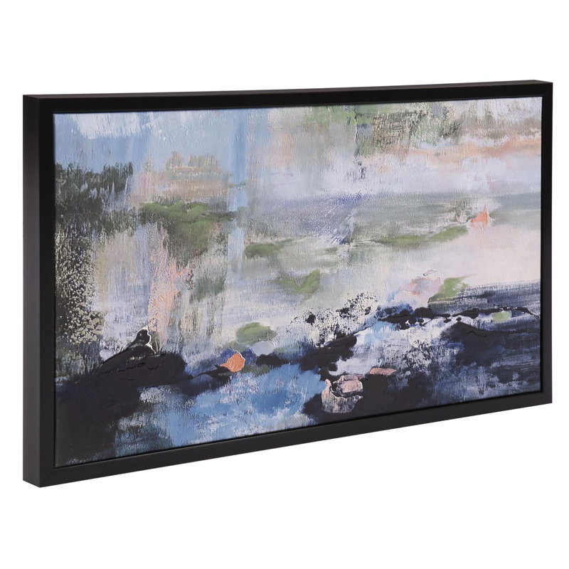 Kinnedi Hand Embelished Green Valley Framed Canvas Painting