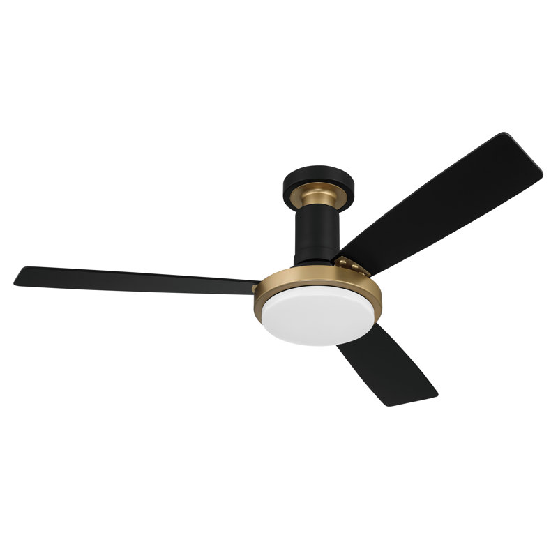 Medeea 52'' Ceiling Fan with LED Lights, Flat Black/Satin Brass