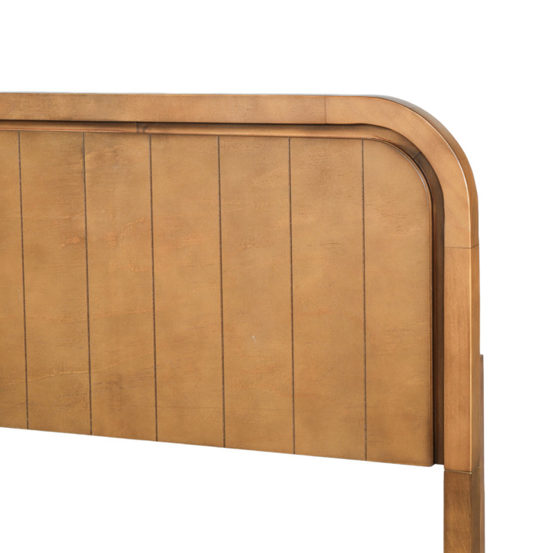Structure de grand lit avec tête de lit, lit plateforme en bois avec support en lattes de bois, conception silencieuse, aucun sommier requis, assemblage facile, chêne naturel