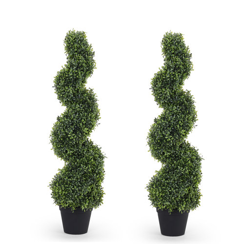 Primrue Artificial Potted Spiral Green Boxwood Topiary & Reviews | Wayfair