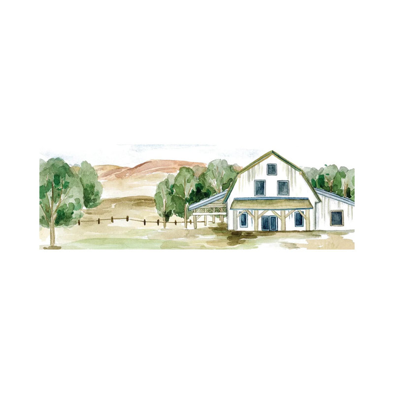 Farmhouse Landscape 1 Piece Wrapped Canvas Panoramic Wall Art, 152.4 cm H x 50.8 cm W x 3.175 cm D