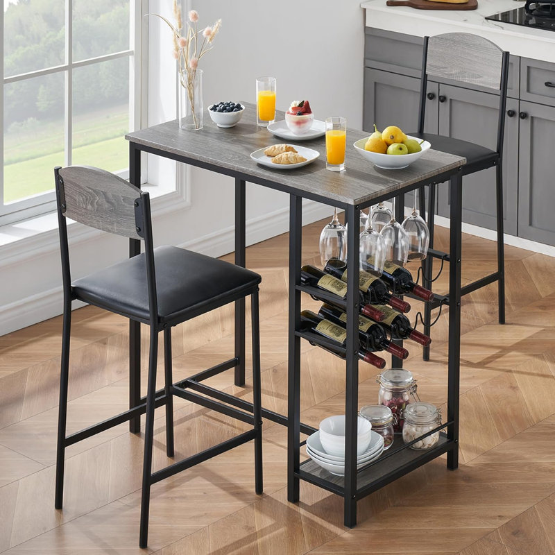 Ensemble de salle à manger pour deux personnes, Gris, Gris