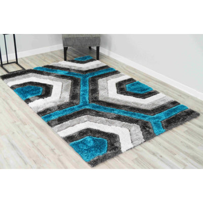 Modern Arriola Shag Abstract Geometric Rug For Living Room Bedroom