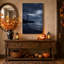 Tableau sur toile d'Halloween représentant un phare au clair de lune sur la côte rocheuse-1723282156