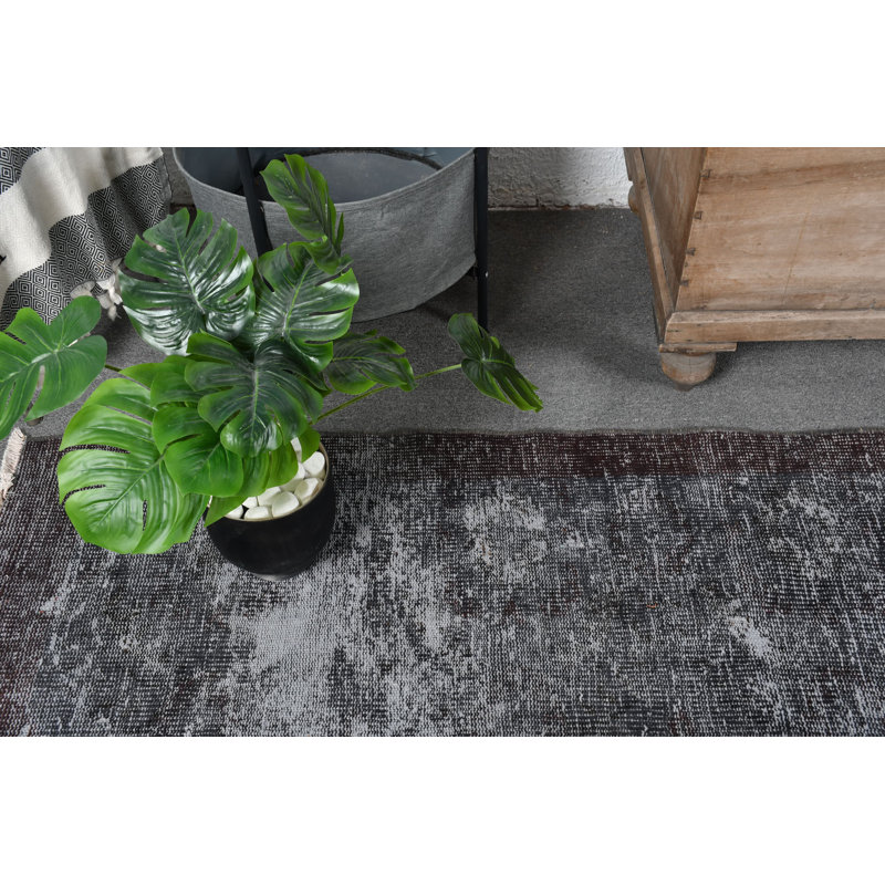 Grand tapis turc rétro Oushak en laine brun surteint idéal pour la décoration de chambre brun / gris