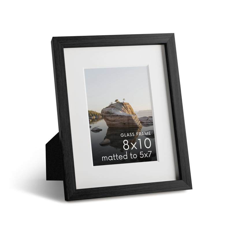 Cadre photo en bois massif avec verre, L 8 po x H 10 po, Noir