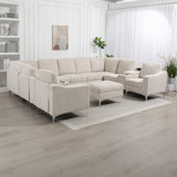 12 - Piece Upholstered Modular Sectional Sofa With Cup Holders