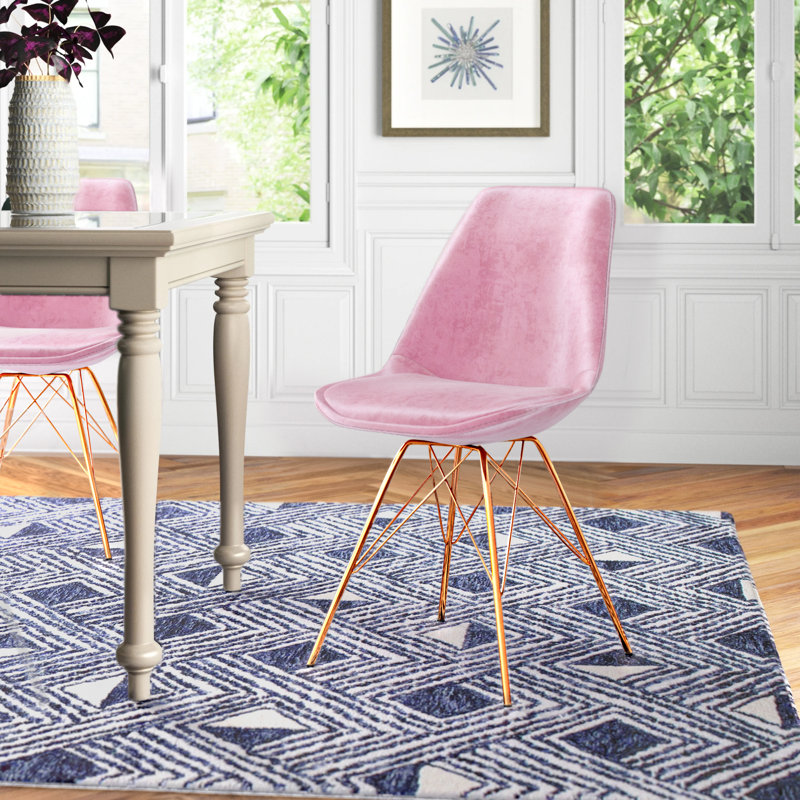 Lougenia 18.9'' H Velvet Upholstered Side Chair, Pink