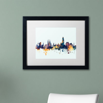 « barcelone espagne horizon blue », impression encadrée