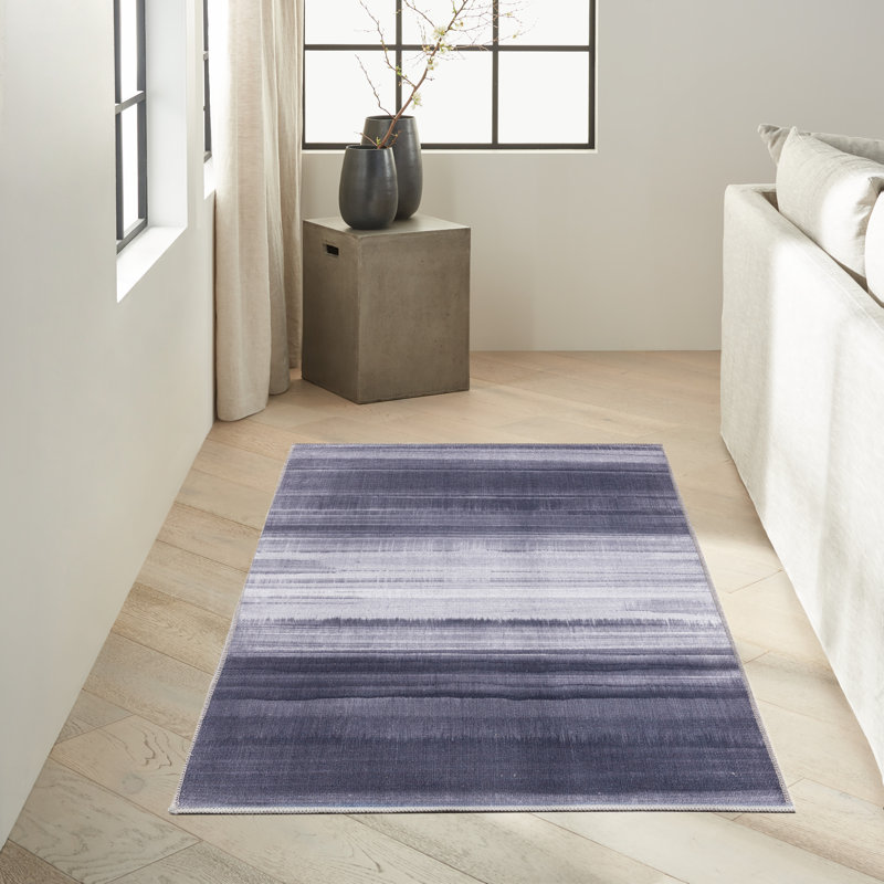Abstract Machine Washable Polyester/Cotton Area Rug in Gray, Rectangle 2'8" x 4'