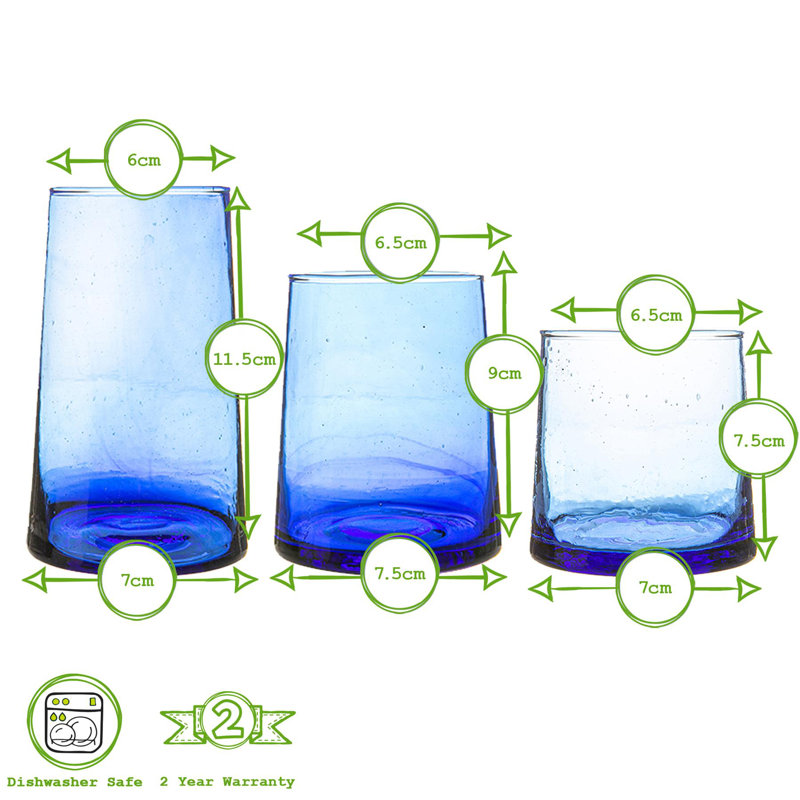 20pc Recycled Glassware Set - By Nicola Spring, Light Blue