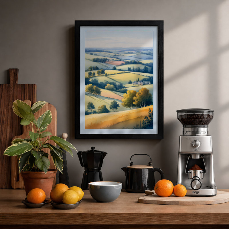 Patchwork Harvest Rustic - Framed Print, A1 - 84.1 x 59.4 cm, Black