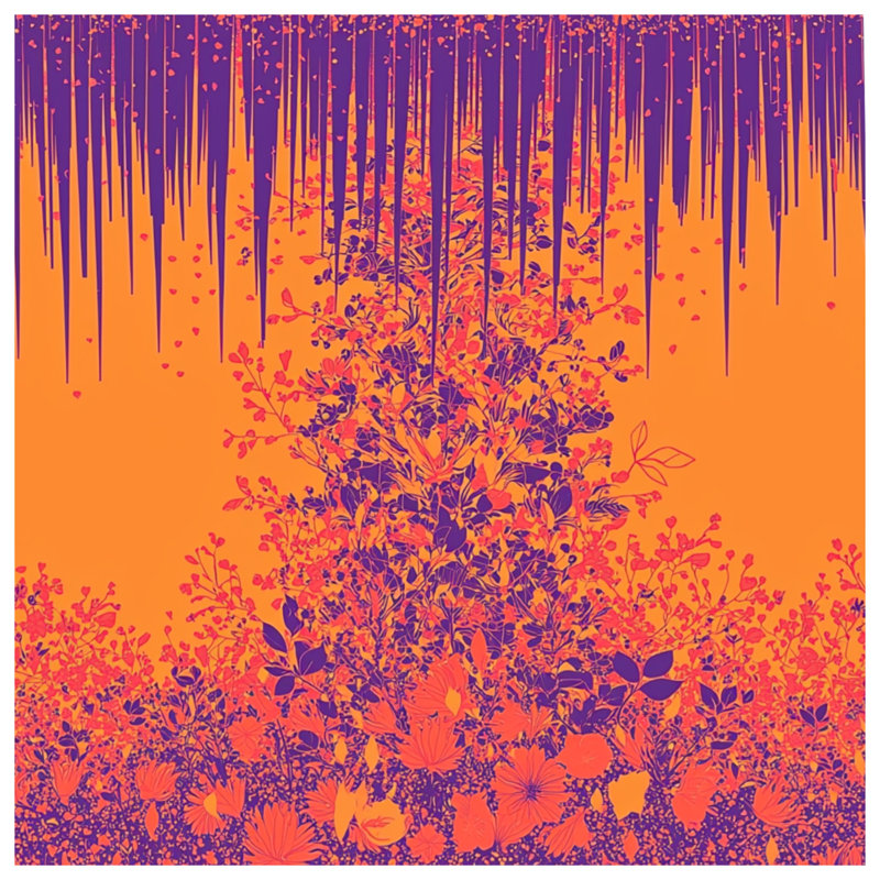 Édredon floral art bohème bohème, Édredon simple extra long, Orange floral / abstrait