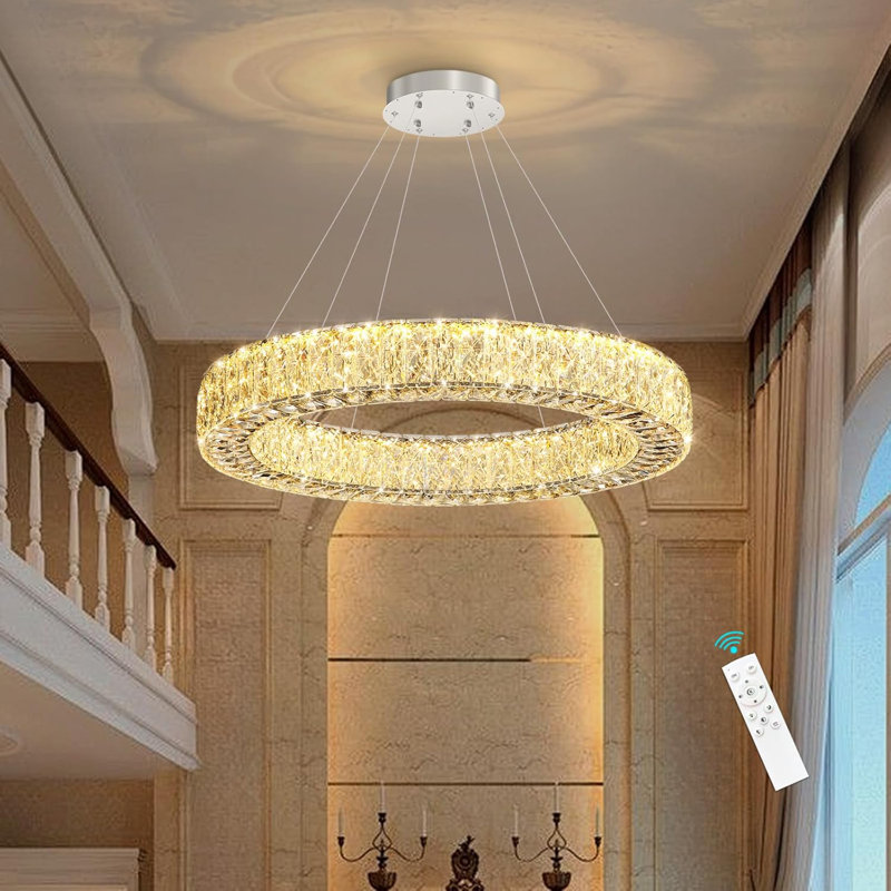 Glam Dimmable Crystal Chandelier, Silver