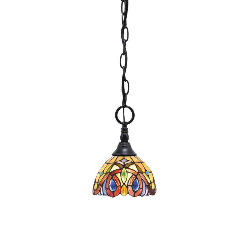 Mini-luminaire suspendu en chaîne avec verre, Noir mat