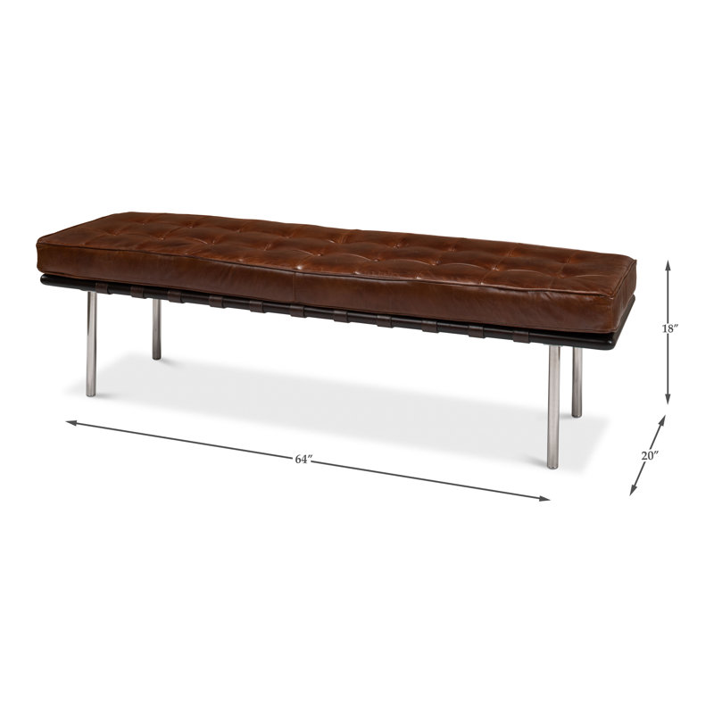 Prince Albert Leather Bench, Brown