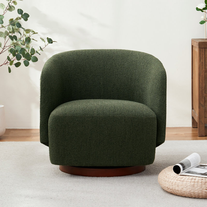 Caysey Boucle Upholstered Swivel Accent Chair, Green