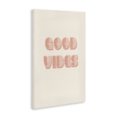 Toile pastel rétro Good Vibes Peach, design par Pooja Dave