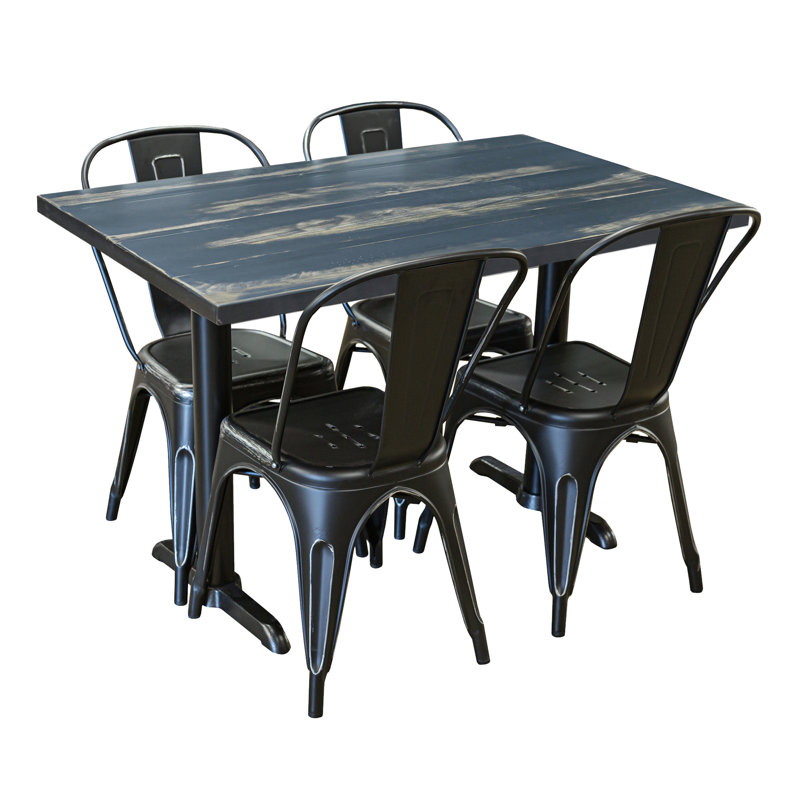 4 - Person Solid Wood Top Trestle Dining Set
