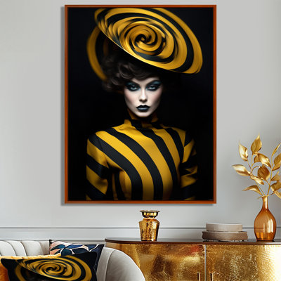 Créateur de mode jaune et rouge - femme moderne, art mural