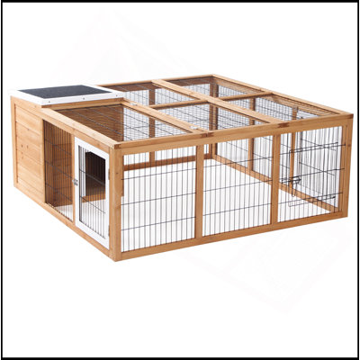 Cage à lapin avec cage principale rabattable et ouverte
