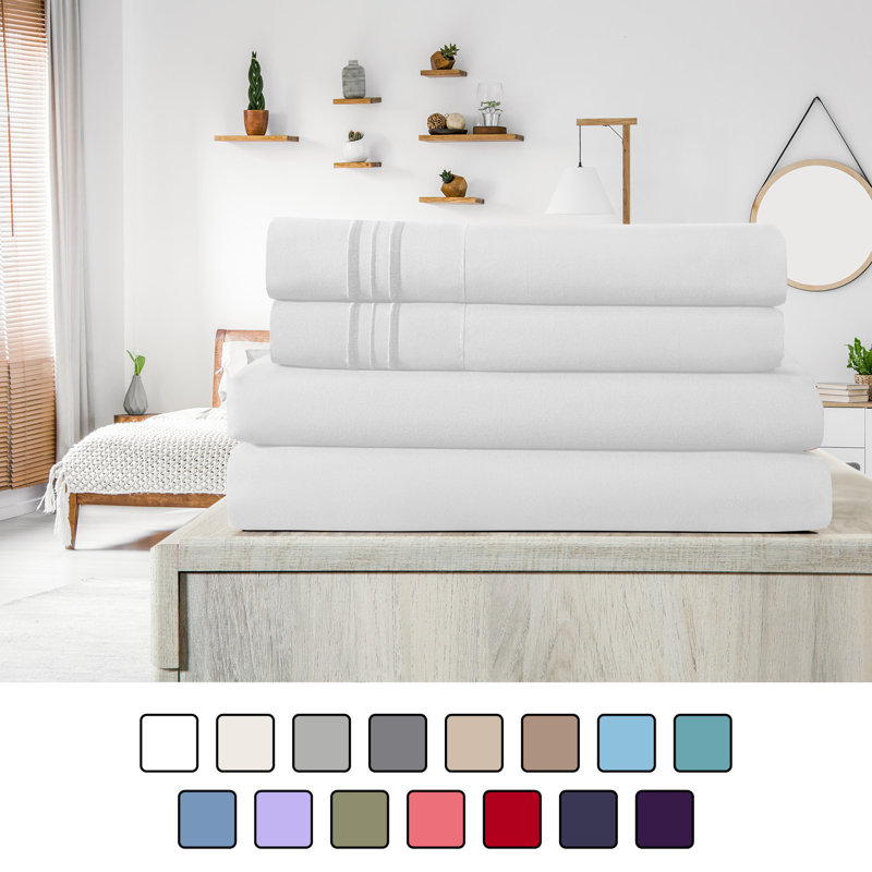 Ensemble de draps en micro-fibre, Ensemble de draps pour lit simple + drap-housse + , Blanc