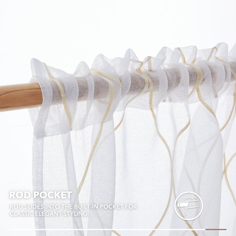 Bravar Sheer Curtain Pair, 52" W x 84" L, Beige
