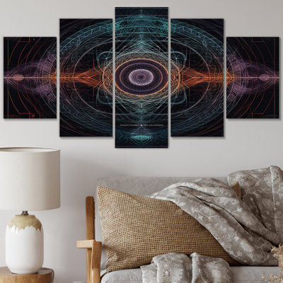 Futur harmonie Soundwaves océan marin - formes abstraites, impression sur toile - 5 panneaux