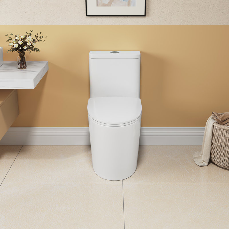 Toilette 1,1 / 1,6, céramique blanche, bol allongé, hauteur confortable, siège à fermeture en douceur, et céramique T036wt, allongée, confortable,
