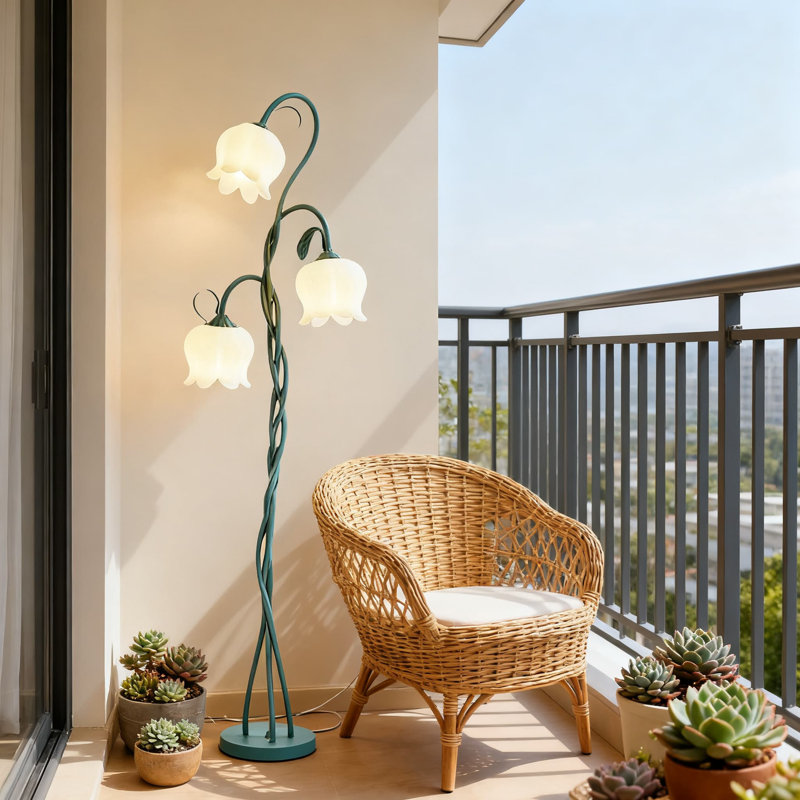 Lampe rétro sur pied avec 3 têtes réglables, 3 réglages de température de couleur, conception à col de cygne flexible et ampoule E26 pour le décor du salon et de la chambre à coucher