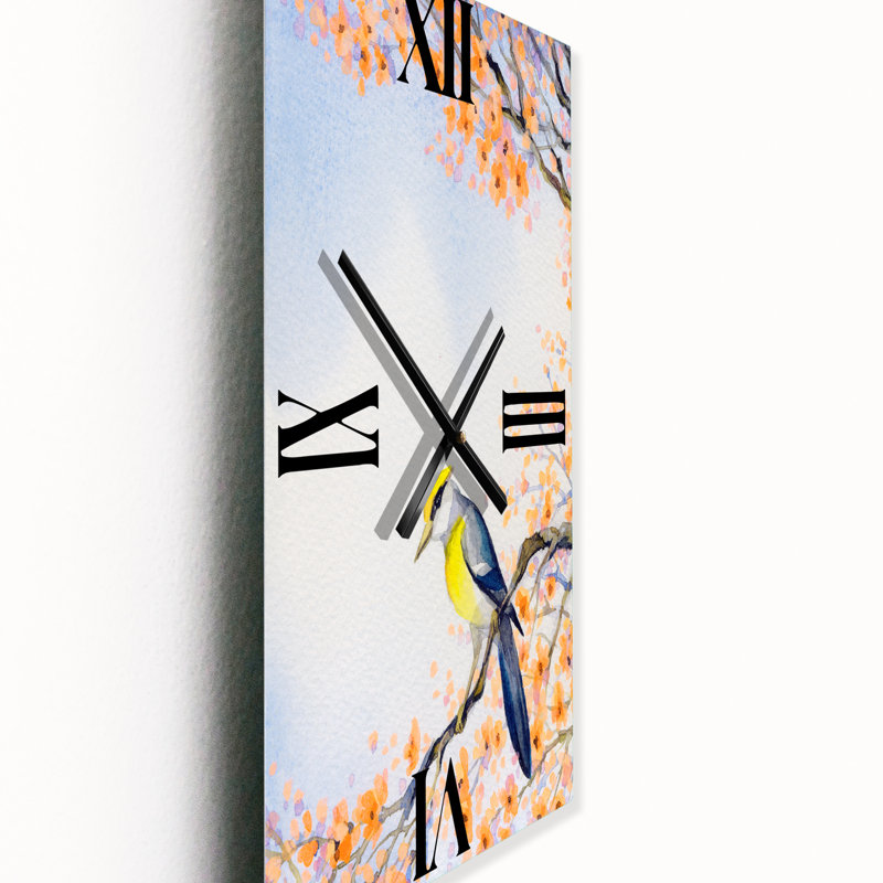 Horloge murale oiseau sur une branche en fleurs II, Petit