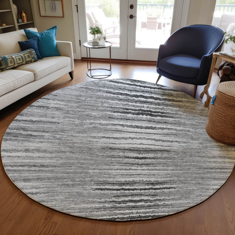 Altair Washable Abstract Indoor / Outdoor Rug, Round 8'
