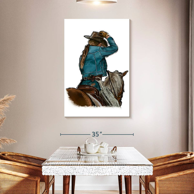 Fille et cheval Lelar, H 48 po x l 32 po