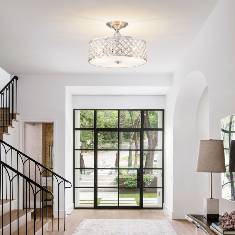 3-light Crystal Modern Semi Flush Mount