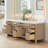 Lala 84" Double Bathroom Vanity with Grain White Engineered Stone Countertop without Mirror-1959543287