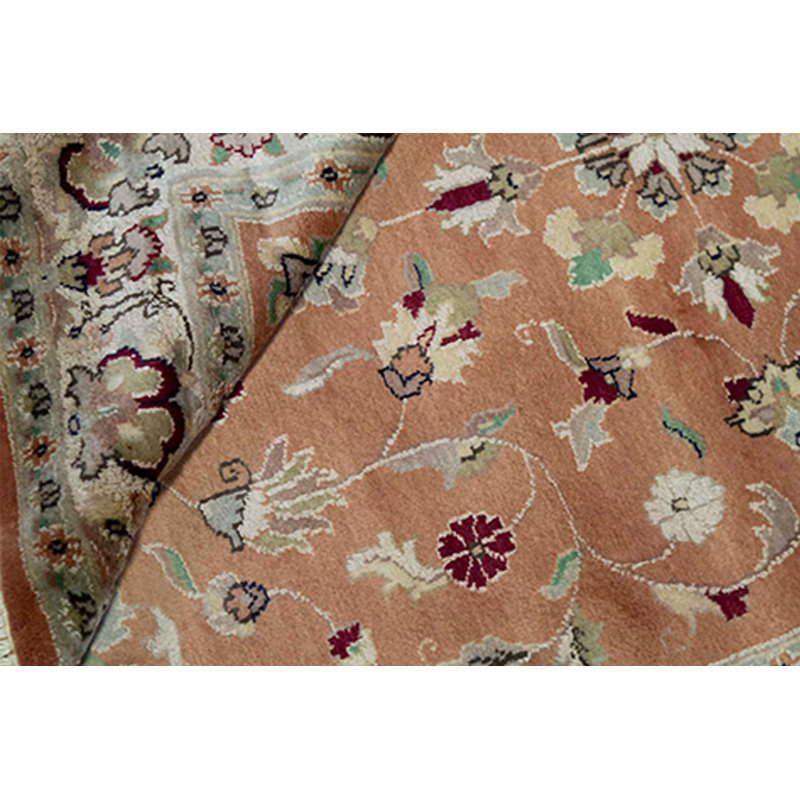 Hand-Knotted High-Quality Orange and Ivory Area Rug