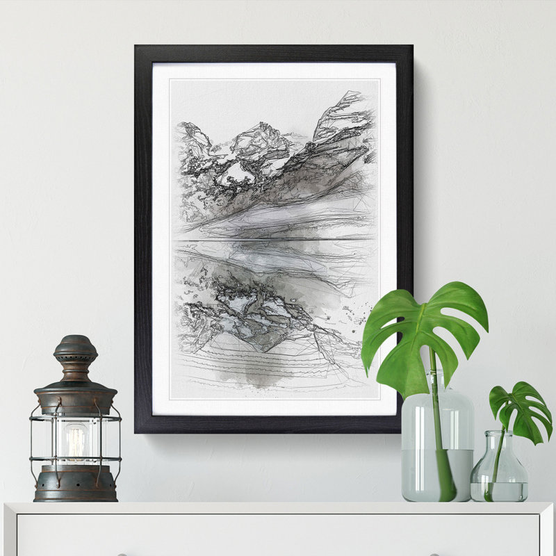 Oeschinen Lake In Switzerland - Single Picture Frame Painting on MDF, 87cm H x 62cm W x 2cm D, Black Framed