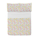 Ambesonne Science Microfiber Bedspread Set, Supplies And Latin Alphabet Letters Scattered On Plain Backdrop, Soft Bedding Set With Pillow Shams & Comforter, Queen Size, Multicolor