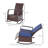 Wicker Outdoor Rocking Chair, Patio Recliner With Adjustment Backrest, PE Rattan Lounge Chair With Adjustable Footrest And Cushions For Garden, Backyard, Porch, Blue