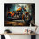 Motocyclette classique jaune et noir I - impressions sur toile de moto