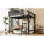 Grands lits mezzanines en métal avec rangement de style moderne noir
