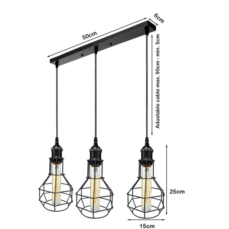 Bednar 3 - Light Black Kitchen Island Pendant