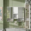 Armoire à miroir 55 po 3-en-1 à fixation murale 55 po avec tablette réglable, charnières à fermeture en douceur, panneau de fibres à densité moyenne de haute qualité, pour meuble-lavabo de salle de bain, salon, rangement de chambre à coucher