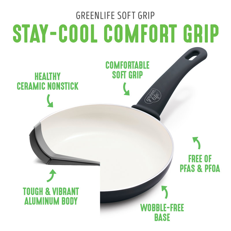 Black and Cream Aluminum Ceramic Nonstick Frying Pan Set