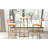 -piece bar table and chair set with gold frame, storage table, sponge cushions, beige and orange upholstery