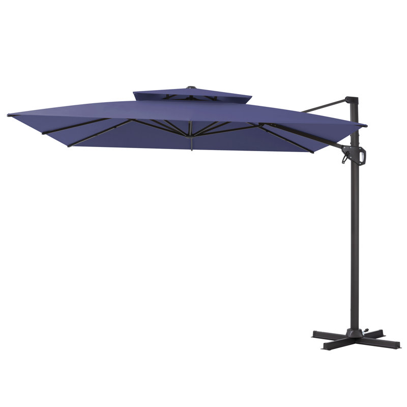 Parasol carré en porte-à-faux 116 po x 116 po, base lestée non inclus, Marine