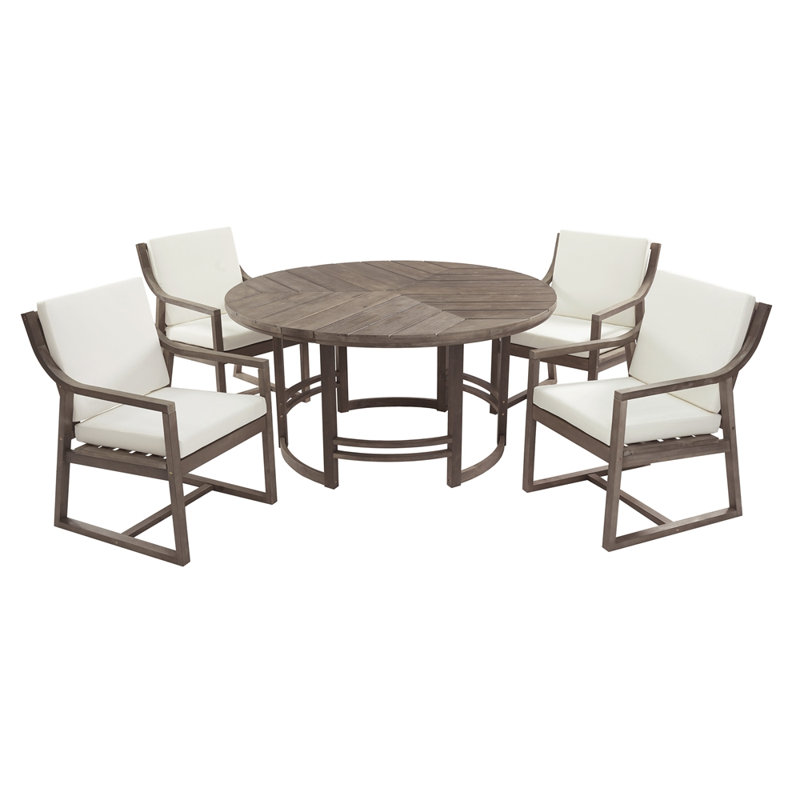 Ensemble repas d'extérieur 5 pièces, Brun
