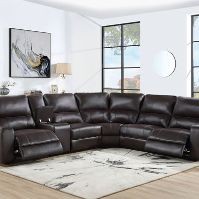 Canapé modulaire inclinable électrique en cuir avec port USB et porte-gobelet Aire