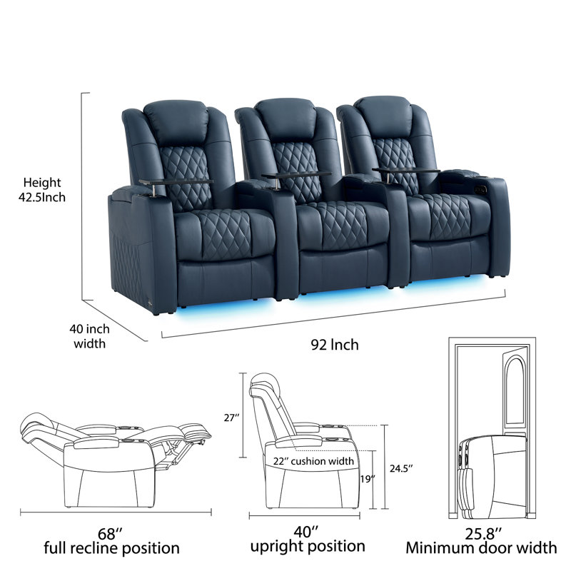 Fauteuil de cinéma inclinable Power Zero Gravity, Bleu