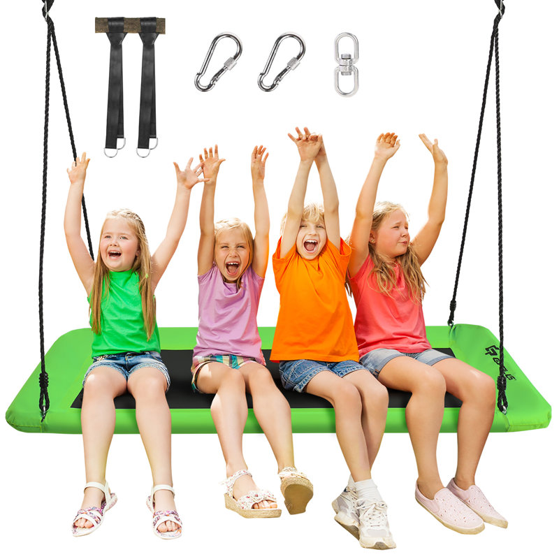 Blue Elephant Metal Standing Swing Swing Seat with Mounting Hangers and Chains, Green